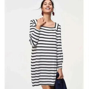 Loft Black and White Striped Square Neck Dress